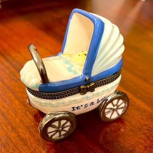 Vintage Hinged “Its a boy” Porcelain Pram Trinket Box